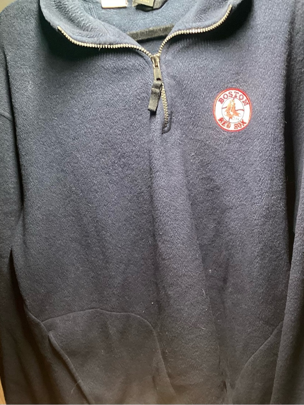 Navy Half-Zip Sweater with Boston Red Sox Patch